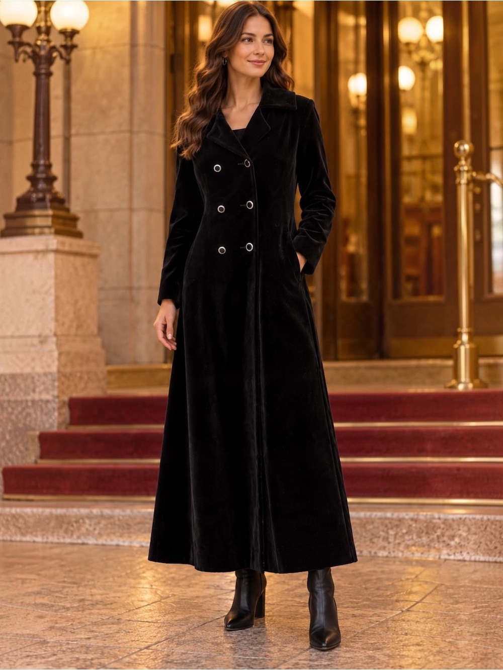 Vintage 1970s Rain Master Marielle Fleury Black Velvet Coat Made Canada Size M